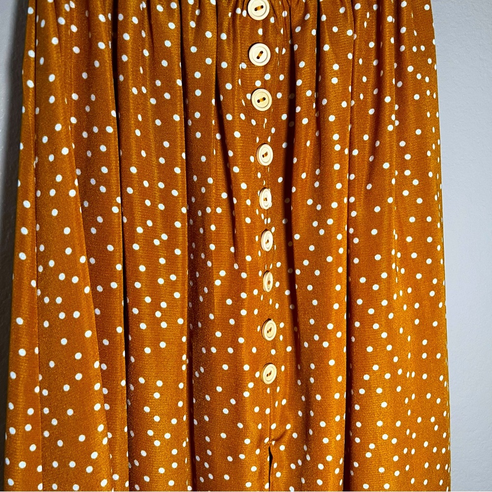 Mustard yellow polka dot skirt set